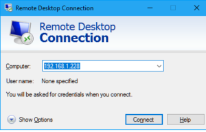 The Remote Desktop Connection Window
